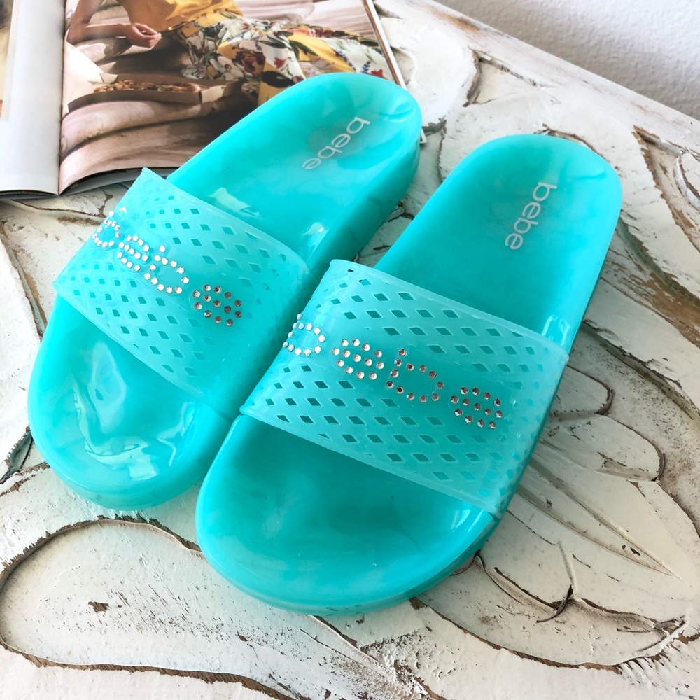 Bebe Laurier Tiffany Blue Jelly Slide Sandals - Picture 2 of 4